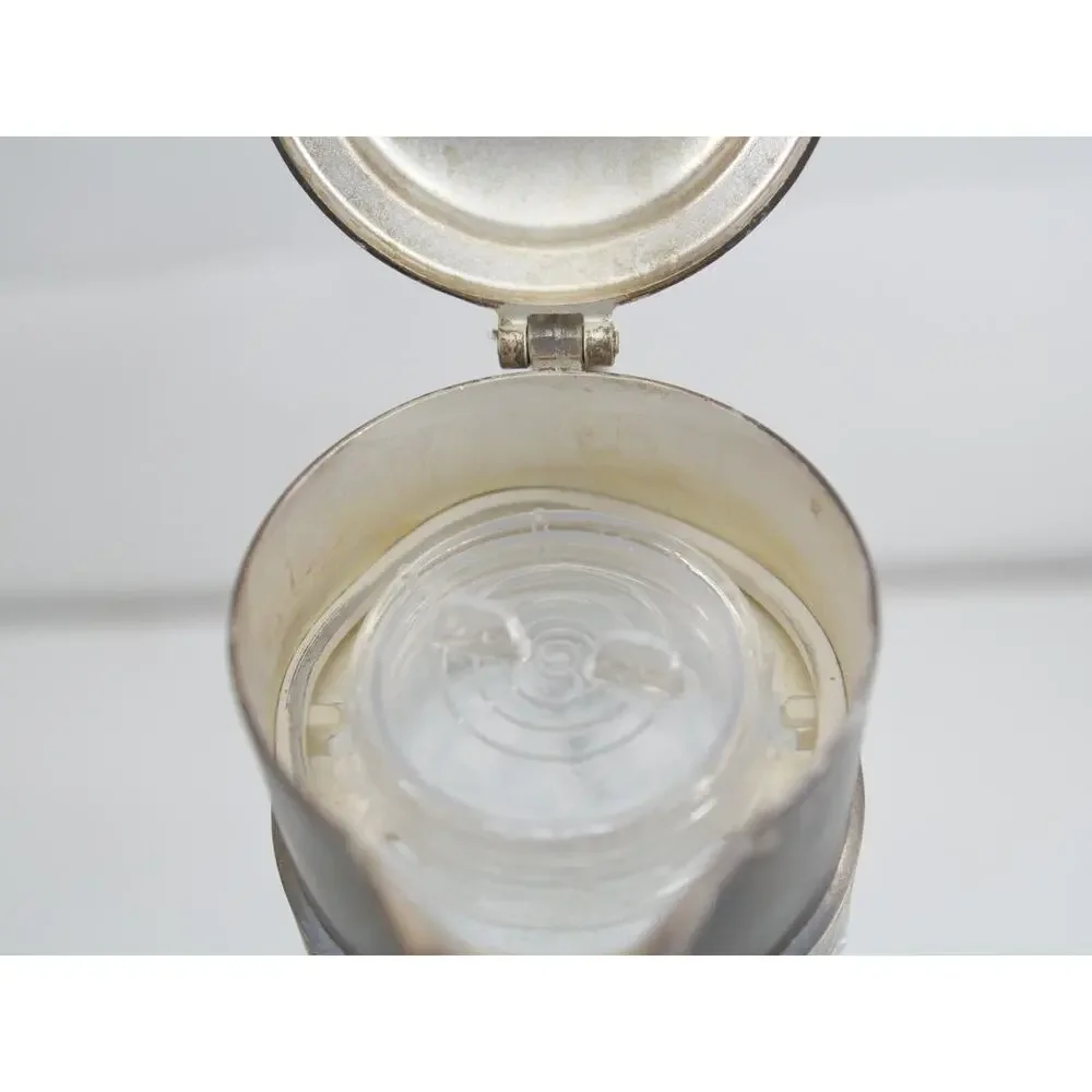 Vintage Glass Claret Carafe Pitcher Ewer Diamond Cut Silver Plate Lid Handle 14